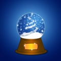 Water Snow Globe with Christmas Tree Sparkles Royalty Free Stock Photo