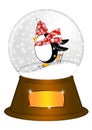 Water Snow Globe Penguin Ice Skating Illustration