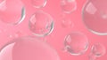 Water soap bubbles on pink background. Depth of field. 3d rendering Royalty Free Stock Photo
