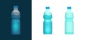 Water soda bottle vector icon clipart full and empty, blank plastic bottled mineral drink beverage flat cartoon