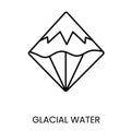 Water sources, glacier line icon vector for water packaging with editable stroke