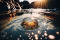 Water with sparkling crisp radiant reflections. Generative AI