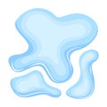 Water spill puddle. Blue liquid shape in flat cartoon style. Clean fluid drop design element isolated on white Royalty Free Stock Photo