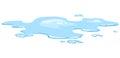 Water spill puddle. Blue liquid various shape in flat cartoon style. Vector fluid design element isolted on white Royalty Free Stock Photo