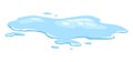 Water spill puddle. Blue liquid various shape in flat cartoon style. Vector fluid design element isolted on white Royalty Free Stock Photo