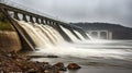 Water spilling over the dam, Generative AI Royalty Free Stock Photo