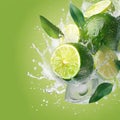 Water splash adds vibrancy to fresh bergamot fruit image