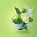 Water splash adds vibrancy to fresh bergamot fruit image