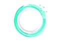 Water splash banner card and circular ring frame, logo, watercolor ink droplet splatter liquid with green nature concept abstract Royalty Free Stock Photo