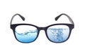 Water splash in Black Eye Glasses Isolated on White Royalty Free Stock Photo