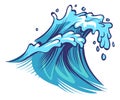 Water splash. Blue wave with big foam. Rushing stream Royalty Free Stock Photo