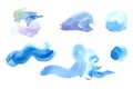 Water splash blue wave wavy symbol watecolor