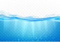 Water splash with bubbles of air, isolated on the transparent background. Royalty Free Stock Photo