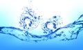 Water splash or bubbles on blue with heart. water textured background. Royalty Free Stock Photo