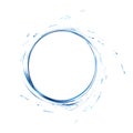 Water splash circle with drops from top view isolated on white. 3d illustration vector created with gradient mesh. blue