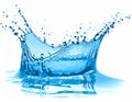 Water splash crown formation, clear liquid, blue color Royalty Free Stock Photo