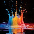 Water splash in crown shape and falling drop with earth image. AI Generative Royalty Free Stock Photo