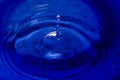 Water splash in dark blue color with a drop of water flying from Royalty Free Stock Photo