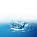 Water splash in dark blue color with a drop of water flying from above Royalty Free Stock Photo