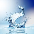 Water splash in dark blue color with a drop of water flying from above Royalty Free Stock Photo