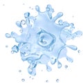 Water splash with water droplets isolated. Clipping path included. 3D illustration