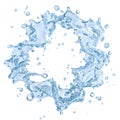 Water splash with water droplets isolated. Clipping path included. 3D illustration Royalty Free Stock Photo