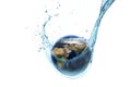 Water splash with earth planet Royalty Free Stock Photo
