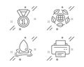 Water splash, Eco organic and Best rank icons set. Printer sign. Aqua drop, Bio ingredients, Success medal. Vector Royalty Free Stock Photo