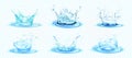 Water splash effect on transparent background with ripple and reflection. Realistic vector Illustration. Royalty Free Stock Photo