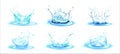 Water splash effect on white background with ripple and reflection. Realistic vector Illustration. Royalty Free Stock Photo