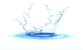 Water splash effect on white background with ripple and reflection. Realistic vector Illustration. Royalty Free Stock Photo
