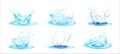 Water splash effect on white background with ripple and reflection. Realistic vector Illustration. Royalty Free Stock Photo