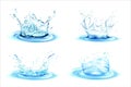 Water splash effect on white background with ripple and reflection. Realistic vector Illustration. Royalty Free Stock Photo