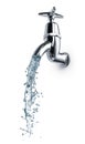 Water splash flowing out from tap or faucet Royalty Free Stock Photo