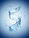 Water splash in the form of spiral blue color Royalty Free Stock Photo