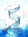 Water splash in the form of spiral blue color Royalty Free Stock Photo