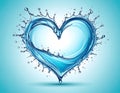 Water splash formed into heart shape on a light blue background Royalty Free Stock Photo