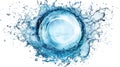 Water splash forming a circle with a translucent center against a white background Royalty Free Stock Photo