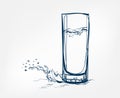Water splash glass vector one line art drink isolated sketch Royalty Free Stock Photo