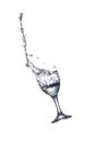 Water splash in glasses isolated on white background Royalty Free Stock Photo
