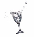 Water splash in glasses isolated on white  background Royalty Free Stock Photo