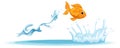 A water splash with goldfish on white background Royalty Free Stock Photo