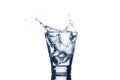 Mineral water with splash and ice. Royalty Free Stock Photo