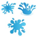 3 Blue color water Splash Vector Icon Royalty Free Stock Photo