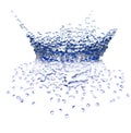 Water splash isolated blue top view 3d rendering Royalty Free Stock Photo