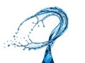 Dynamic Blue Water Splash: Abstract Liquid Motion on White Background Royalty Free Stock Photo