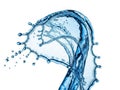 Dynamic Blue Water Splash Arc: Abstract Liquid Wave on White Background Royalty Free Stock Photo