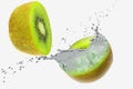 Water splash on kiwi fruit