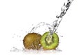 Water splash on kiwi isolated