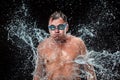 The water splash on male face Royalty Free Stock Photo